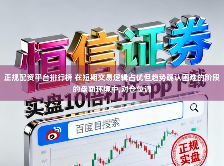 正规配资平台排行榜 在短期交易逻辑占优但趋势确认困难的阶段的盘面环境中,对仓位调